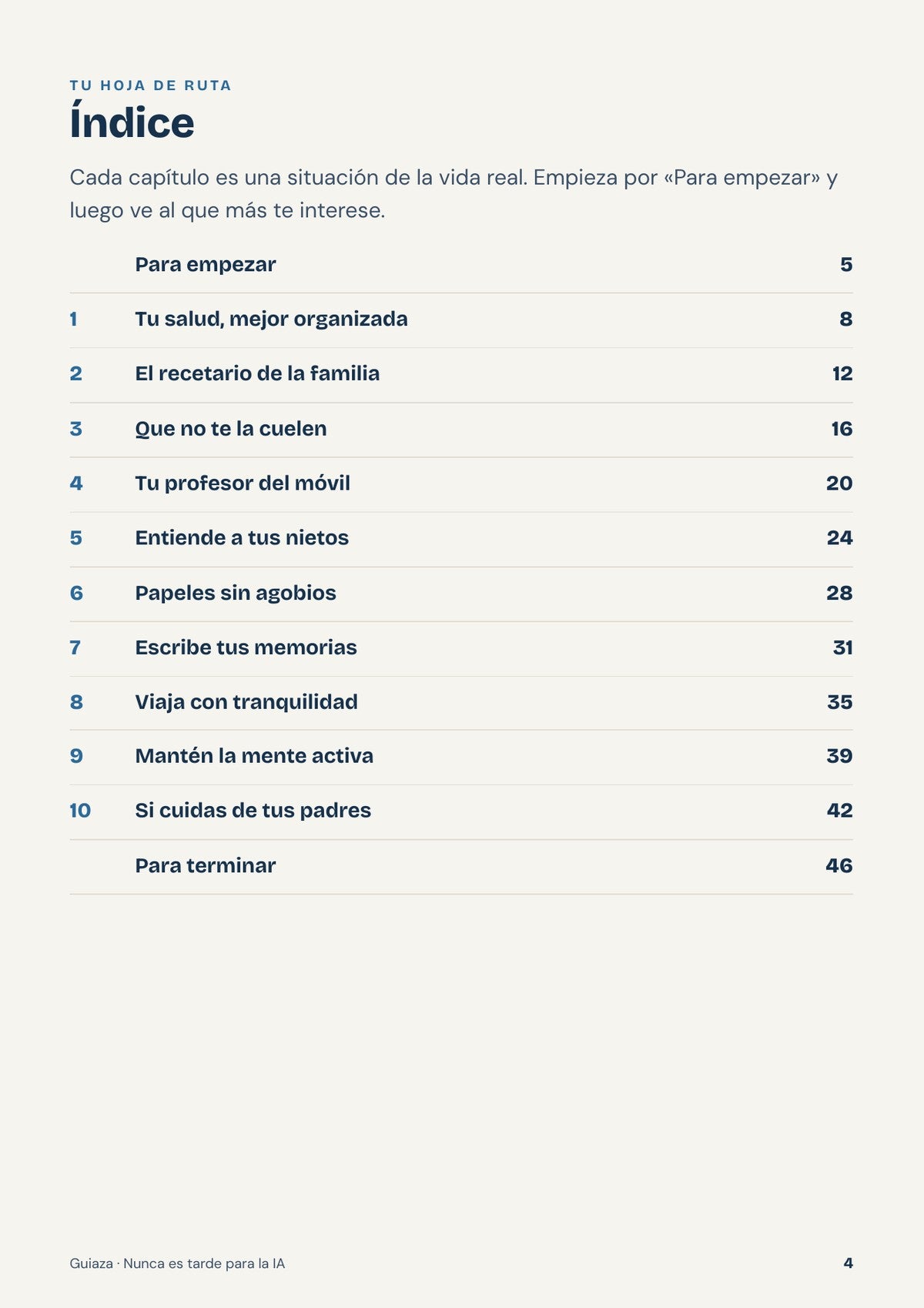 Página de muestra 2 de Nunca es tarde para la IA · Inteligencia Artificial