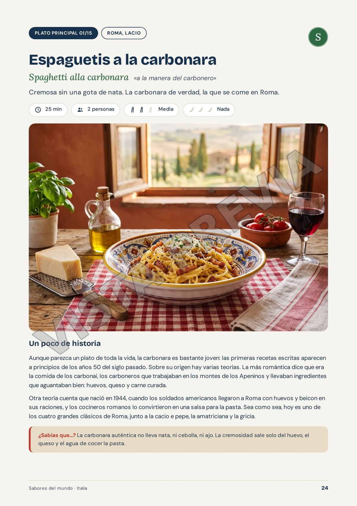 Página de muestra 5 de Cocina Italiana · Sabores del mundo
