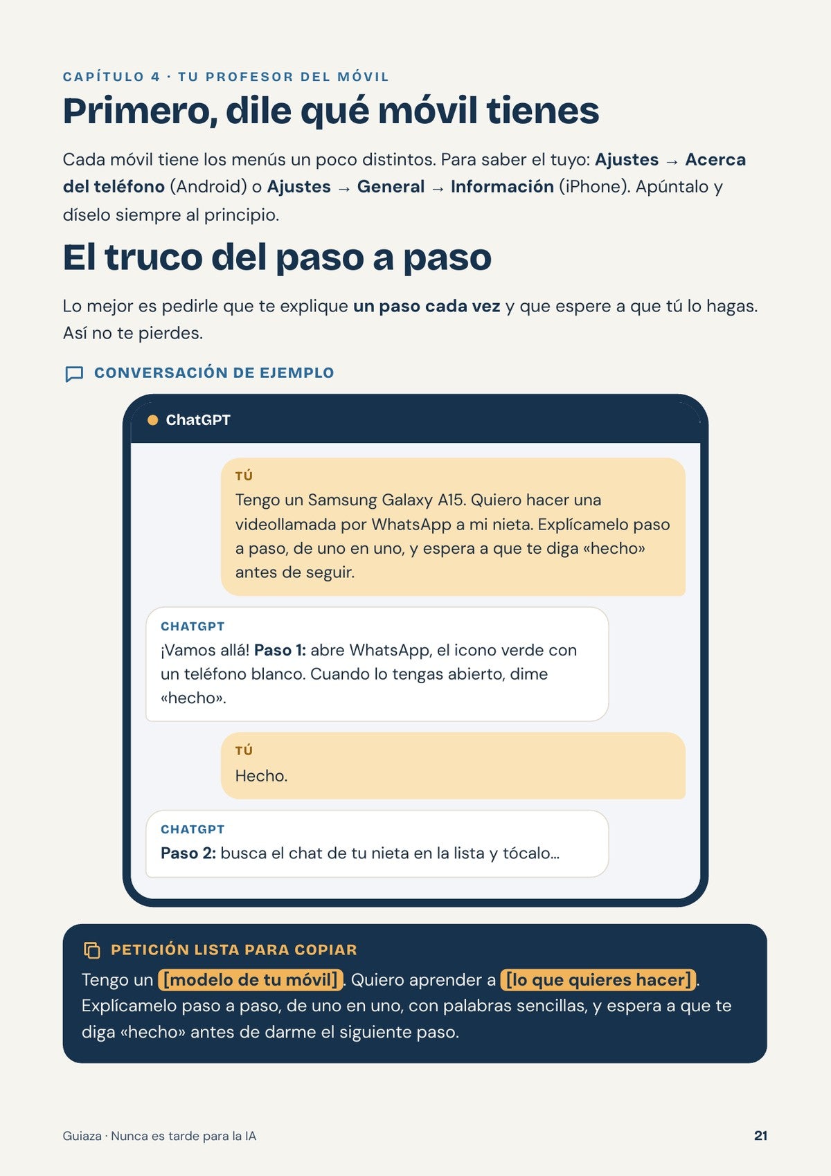Página de muestra 5 de Nunca es tarde para la IA · Inteligencia Artificial