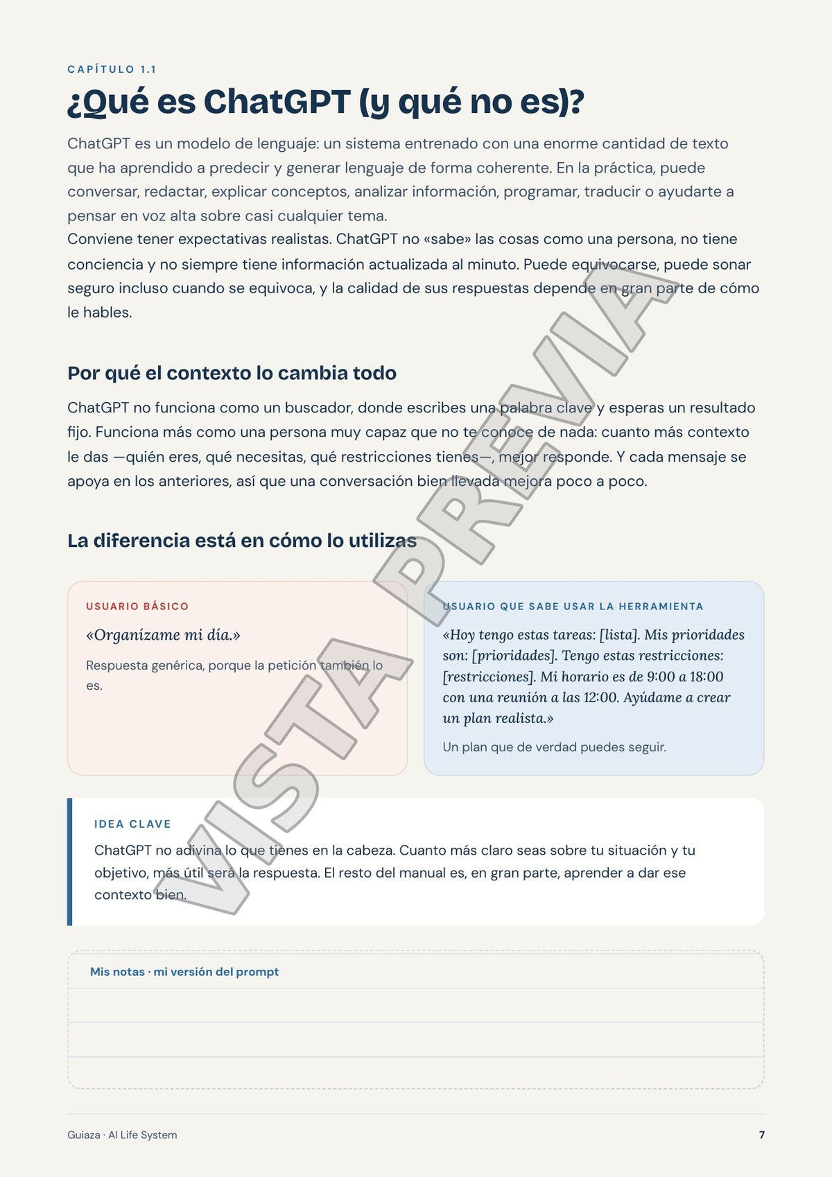 Página de muestra 4 de AI Life System · Inteligencia Artificial
